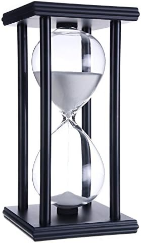 Lodunsyr Hourglass Timer for 45 Min Sandglass Timer 45 Minutes Decoration for Children Room Birthday Tea Coffee Table Book Shelf School Game Ornament Wooden Frame Sand Timer Clock White