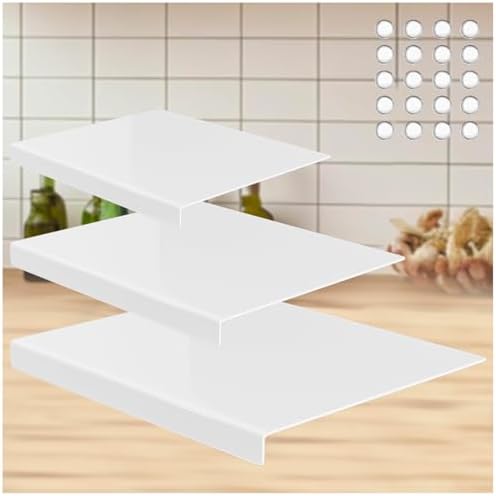 3-Piece Acrylic Cutting Board Set with Counter Lip, 3 Sizes (17.5x13.5/16x12/11.5x7.5Inch) for Kitchen Countertops, Non-Slip Durable White Countertop Protector, Ideal for Home Decor Housewarming Gifts