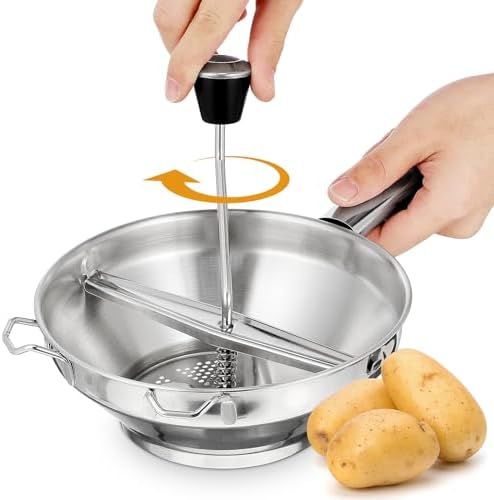 UPKOCH 1pc Stainless Steel Potato Ricer and Masher - Manual Kitchen Tool for Fluffy Mashed Potatoes, Tomatoes, Jam- Heavy Duty Design for Home and Commercial Use (Silver)