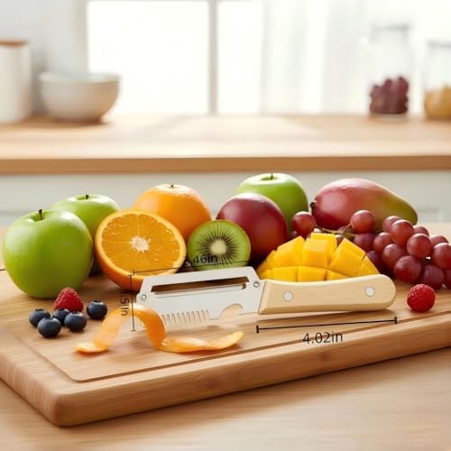 2-Piece Multi-Function Kitchen Peeler Set, 3-in-1 Stainless Steel Peeler with Built-in Bottle Opener and Non-Slip Wooden Handle, for Peeling Pumpkins, Potatoes, and Other Fruits and Vegetables
