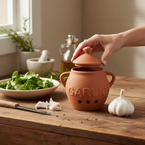 Dexam 17851023 Terracotta Garlic Keeper, Ceramic,12.75cm x 10cm, White