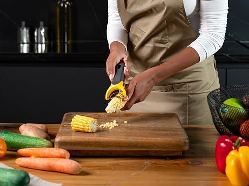 Zyliss Corn Stripper – Extra Sharp Corn on the Cob Stripper Tool & Kernel Remover with Stainless Steel Serrated Blade – Ergonomic Handle – Dishwasher Safe – Yellow/Black