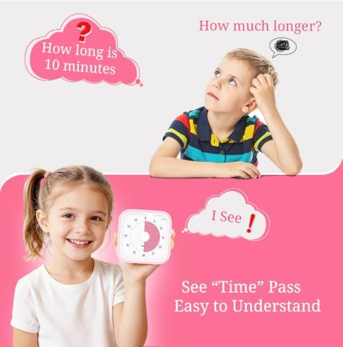 Visual Timer for Kids and Adult, 60-min Countdown Timer, LightPink