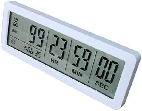 Digital 999 Days Countdown Clock Timer Magnetic Backing for Vacation Retirement Wedding Lab Kitchen Project Meeting(White)