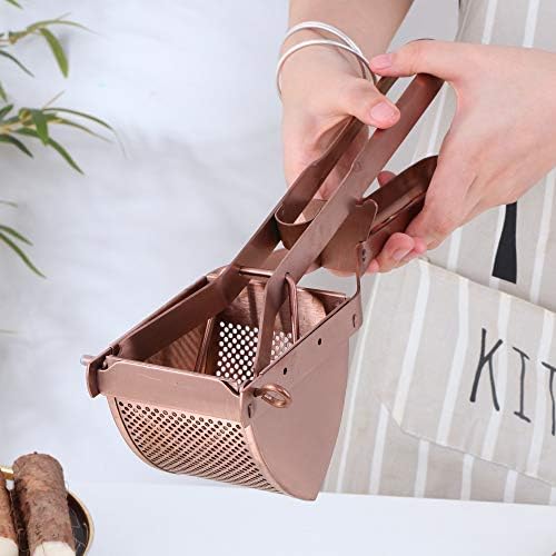 Commercial Potato Ricer Masher Heavy Duty Stainless Steel Food Strainer Masher Press for Vegetables Fruit Pumpkin (Rose Gold)