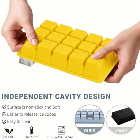 Silicone Ice Cube Tray 2 Pack, HANCELANT Ice Cube Mold, Ice Trays for Freezer with Lid for Whiskey, Cocktail, Drinks and Food, Freezer, BPA Free, Easy Release