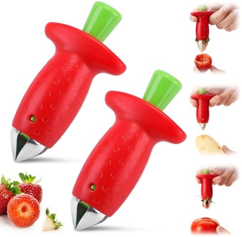 stainless steel fruit strawberry corer stem remover picker huller tool;kitchen gadgets (2)