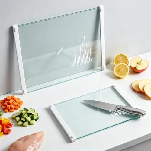 Tempered Glass Cutting Boards Set of 2, Plastic Free Kitchen Boards