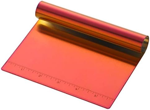 Pastry Bench Scraper,Scraper with measurements,Stainless Steel Chopper,Sharp Flakes&Non-stick,for Chocolate Cakes, Pastry/Cinnamon Rolls/Dinner Rolls/Pizza/Pasta (magical red)