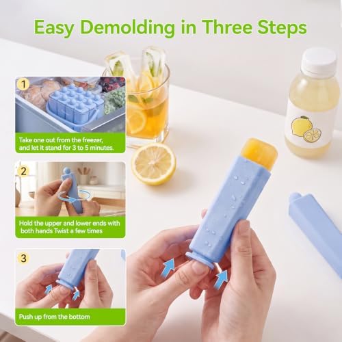 12 Individual Lidded Silicone Ice Cube Trays, Easy Release