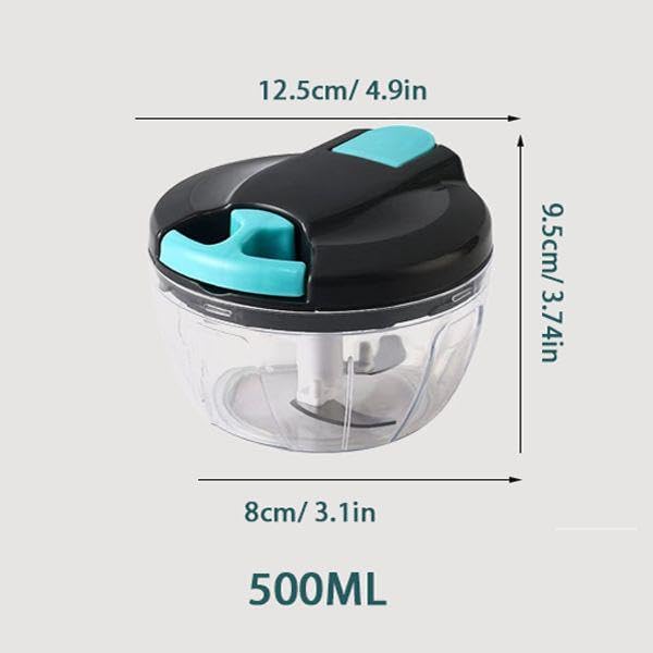Manual Food Chopper Vegetable Processor, Portable Hand Pull String Garlic Mincer Onion Cutter for Veggies, Ginger, Fruits, Nuts Kitchen Cooking, Herbs, etc., 500ml, Kitchen Cooking Tool