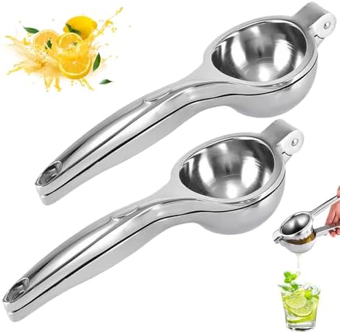 Lemon Squeezer Stainless Steel,Manual Citrus Juice Press Squeezer for Lemons Orange and Limes,Handheld Citrus Squeezer Squeeze Out as Much Juice as Possible (2PC)