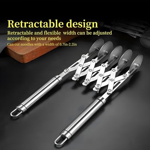 5-Wheel Professional Pastry Cutter - Stainless Steel Pizza & Dough Tool, Multi-Use Kitchen Utensil for Baking, Lattice Cutting, Cookie Dividing - Heavy Duty Pastry Wheel with Ergonomic Handle
