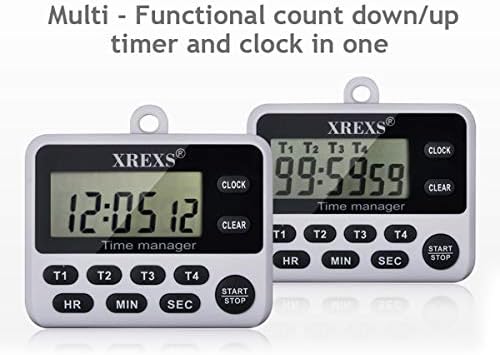 XREXS 4 Channel Digital Kitchen Timer Clock with Large LCD Display