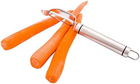 Restaurantware Met Lux 7.5 Inch Vegetable Skin Peeler 1 Double-Sided Carrot Peeler - Non-Slip Grip Hanging Loop Stainless Steel Potato Peeler Dishwasher-Safe For Apples And Cucumbers