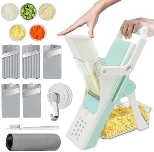 Potato French Fry Cutter, Mandoline Slicer for Kitchen - Vegetable Chopper, Food Slicer with Container, Onion Dicer with Safety Guard - Multi Vegetable Slicer for Healthy Cooking