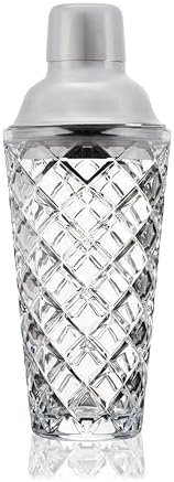 True Reserve Glass Cobbler Shaker, Elegant Cocktail Shaker for Margarita, Whiskey Sour, Espresso Martini, Mixed Drinks, Cold Brew Cocktails, Home Bar Tools, Gifts for Men, 14 oz