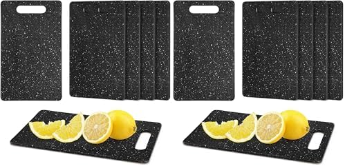 6 Pcs Plastic Cutting Boards Bar Granite Color Cutting Board with Easy Grip Handle Dishwasher for Food Fruits Vegetables Home(Small) (Pack of 2)
