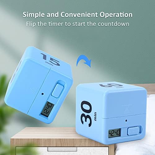 Feilifan Cube Timer, Gravity Sensor flip Timer, 15 20 30 60 Minutes Preset