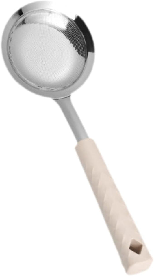 Fine Mesh Skimmer Spoon, Stainless Steel for, Gravy and Foam Strainer Ladle, Apricot