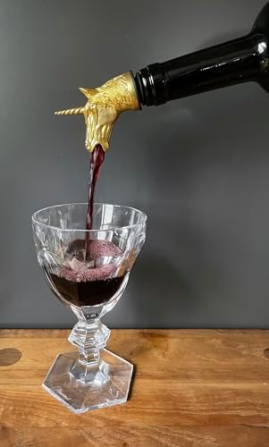 Gold Unicorn Wine Aerator Pourer Spout – Funny Wine Gift for Men & Women – Novelty Animal Wine Accessory for Parties & Home Bar