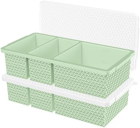 Silicone Freezer Trays with Lid (2-Pack), 1-Cup & 2-Cup Silicone Freezer Molds, Stackable Soup Cubes Freezer Tray with Lid for Portion Control,Food Storage & Meal Prep, Oven & Dishwasher Safe