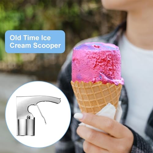 Old Time Ice Cream Scooper, Easy Release Trigger Ice Cream Sandwich Scoop for Big Volumes, Cylindrical Ice Cream Scooper, Big Volume Scoop, Old Fashion Style Scoops Nostalgic Scoops