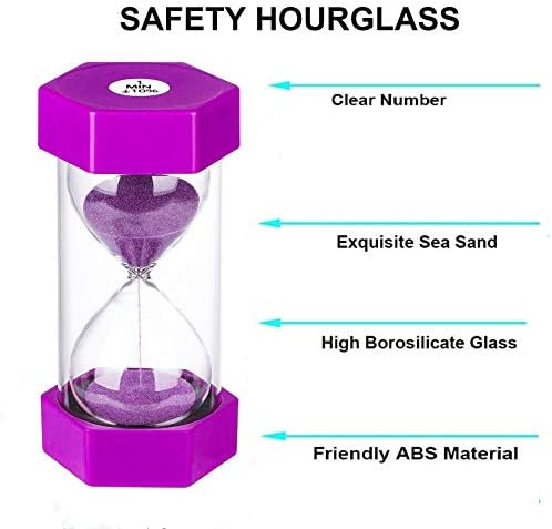 SuLiao Sand Timer 10 Minute Hourglass: Plastic Sand Clock,Small Purple Sand Watch 10 Min,Reloj De Arena,Hour Glass Colorful Sandglass Timer for Kids, Games, Classroom, Kitchen, Decor