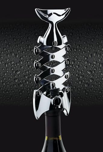 BarCraft Lazy Fish Corkscrew and Bottle Opener, Stainless Steel Wine Opener, 16.5 x 7.5 x 4.5cm, Silver