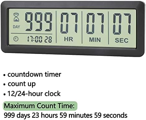 Digital Countdown Days Timer, Black