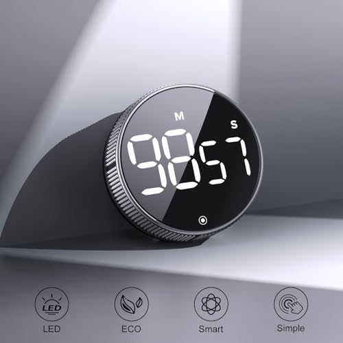 BlueSnail Kitchen Timer with LED Digital Display Smart Efficana for Home Classroom Gym Office, Volume and Brightness Adjustable Productivity Timer (Silvery)