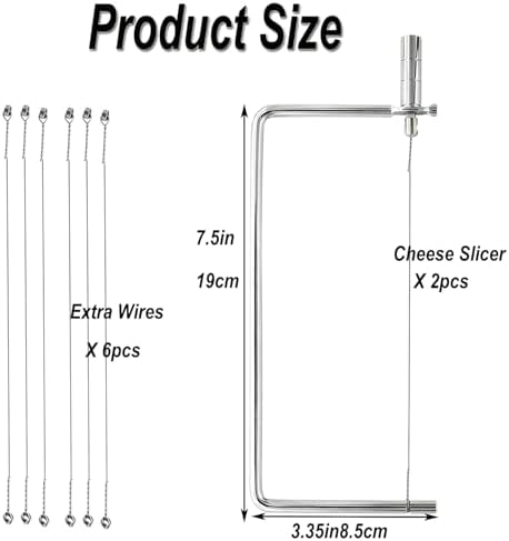 Cheese Slicer Accessories Kitchen Knife Marble Board Cheese Cutter Stainless Steel Components DIY for Making Giftable Cheese Block Cutting Boards with The Hardware Slicer Kit(2Slicer+8Wires)7.5in