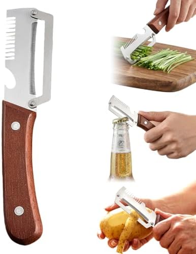 Vegetable Peeler for Kitchen,Multifunctional Stainless Steel Peeler with Wooden Handle and Bottle Opener, 2026 New Kitchen Gadget, Peeler for Fruit, Vegetable, Potatoes, Carrots, Apples (1PC)