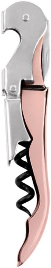 True Truetap Double Hinged Waiter's Corkscrew Wine Opener, Stainless Steel Wine Bottle Opener with Built In Foil Cutter, Home Bar Tools, Bar Cart Accessories, Wedding Gifts, Set of 1, Rose Gold