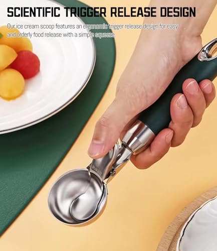 Personalized Ice Cream Scoop, Custom Engraved Cookie Scoops for Baking with Hang Hole, 18/8 Stainless Steel Ice Cream Scooper with Trigger Release, Cookie Dough Scoop with Non-slip Grip