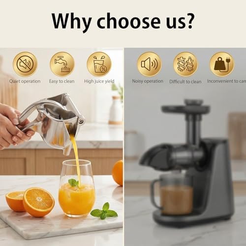 Heavy Duty Cast Iron Juicer Manual Hand Press, Stainless Steel Fruit Juice Squeezer for Lemon & Orange, Citrus Press Juicer (1PC)