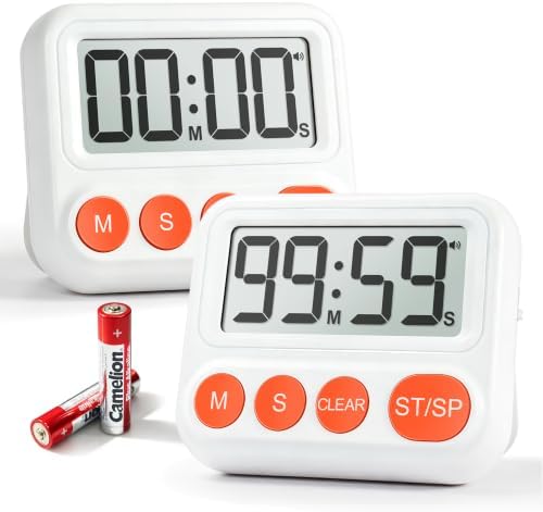 2 Pack Digital Timer for Classroom & Kitchen, Large LCD Countdown Timer