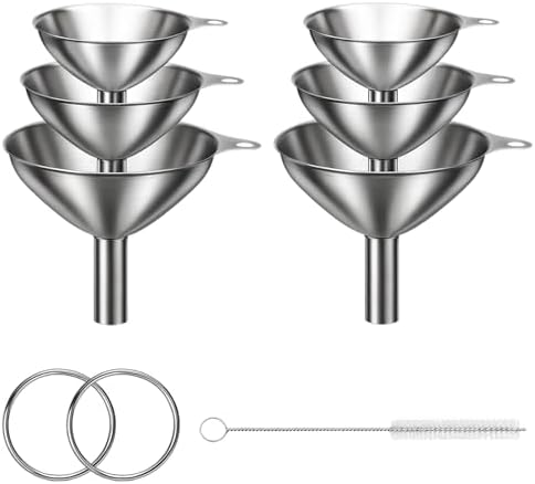 6-Piece Stainless Steel Funnels Set, Spice Funnel for Kitchen Use, Durable Funnels for Transferring Liquids and Powders, Spice Funnel organizing Kitchen Spices, Filling Bottles with Condiments