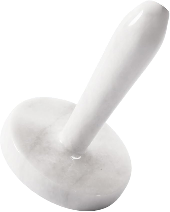 Marble Meat Pounder Tenderizer 5" Inches White Handmade Round Chicken Flattener Tool - Works Great As A Smash Burger Press - Meat Flattener for Steak, Chicken, Pork