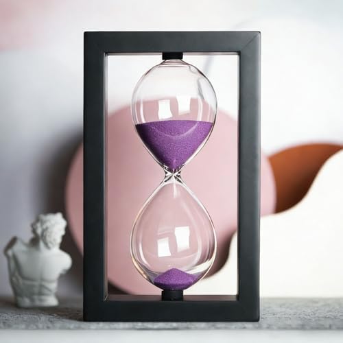 SAMLONG Hourglass 60 Minute Decorative Sand Timer, Wooden Purple Sand Clock