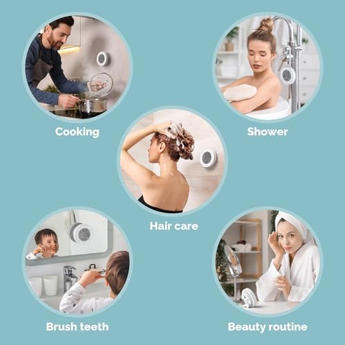 KADAMS Shower Clock Waterproof Bathroom Timer – Digital Wall Clock with Countdown, Magnetic Kitchen Clock with Temperature & Humidity, Suction Cup for Kids Shower Spa Cook Bath (Peal)