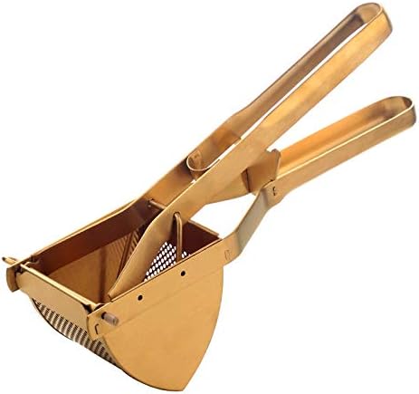Potato Ricer Masher Stainless Steel Masher Food Strainer Press for Lemon Vegetables Fruit Pumpkin (Gold)