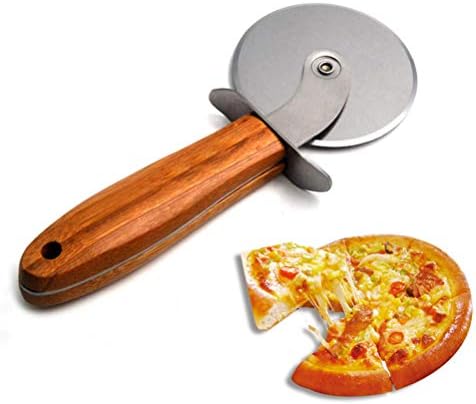 Stainless Steel Pizza Slicer, 20cm Classic Pizza Wheel Kitchen Gadget Pizza Cutters with Anti-Slip Wooden Handle
