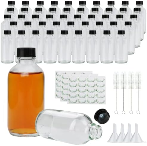 Maredash Small Clear Glass Bottles with Lids, 4 oz Glass Containers 50 Pack