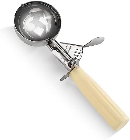 Portion Scoop - Disher, Cookie Scoop, Food Scoop - Portion Control - 18/8 Stainless Steel, Milk White Handle (#10 / 3oz)