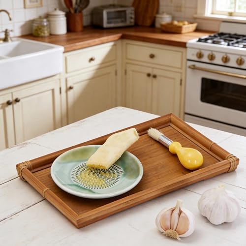 BIINONE All-in-One Ceramic Garlic Grater Plate 4-Piece Set - For Garlic, Ginger, Chocolate and Frozen Fruit-Comes with Peeler Brush and Stand