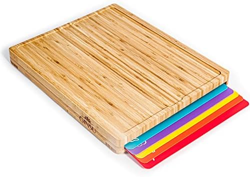 Bamboo Cutting Board Set with 6 Mats, Wood Cutting Boards for Kitchen