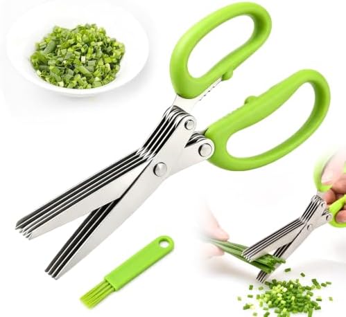5-Blade Stainless Steel Herb Scissors for Chopping Basil,Chive,Parsley