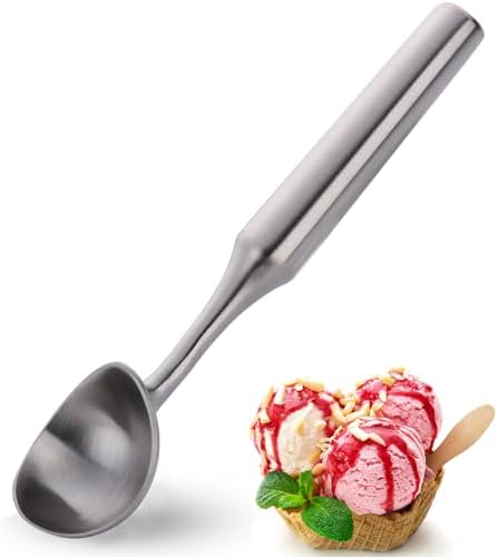 Ice Cream Scoop - Heavy Duty Stainless Steel Icecream Scooper, 9 inches Nonstick Anti-Freeze Ice Cream Scooper for Gelato, Sorbet, Cookie Dough, Melon, Sundae - Dishwasher Safe (Silver)