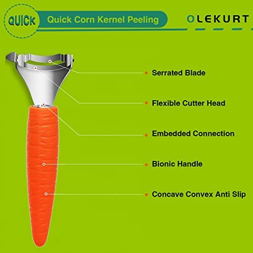 Carrot Shaped Corn Peeler, Corn Stripper for Corn on the Cob Remover Tool, Magic Corn Cob Peeler with Good Grips (Red)